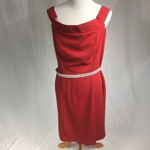 Aspeed size XL red dress off shoulder crystal belted zippered back form …